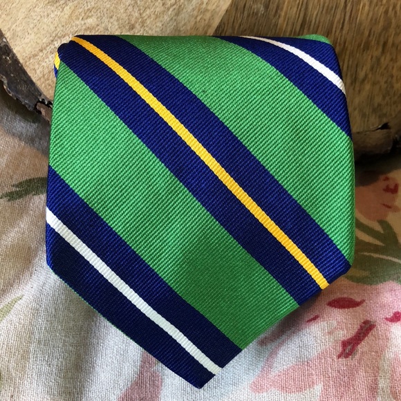 Vtg RALPH LAUREN Tie Diagonal Stripe Silk ITALY Made PREPPY Classic Business - Picture 2 of 14